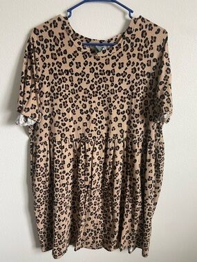 Cheetah baby doll sleeves dress - XXL